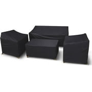 Patio Furniture Covers, 4 Piece Heavy Duty Waterproof Outdoor Furniture Cover Set for Rattan Wicker Couch Chairs,Windproof Buckle Strap,Black